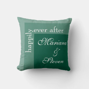 Coussin Mariage à l'écriture simple vert émeraude