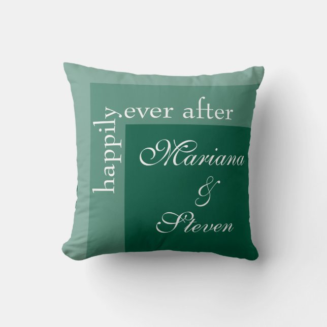 Coussin Mariage à l'écriture simple vert émeraude (Recto)