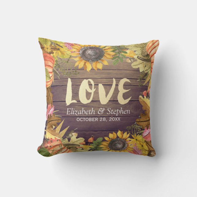 Coussin Mariage Automne Érable Feuille Citrouille Tourneso (Recto)