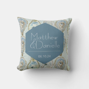 Coussin Mariage aux huîtres à l'aquarelle 