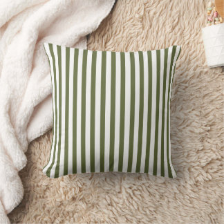 Coussin Mariage aux rayures blanches et vert olive rétro