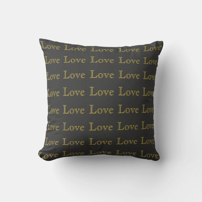 Coussin Mariage Classique Amour Gris Or Élégant (Recto)