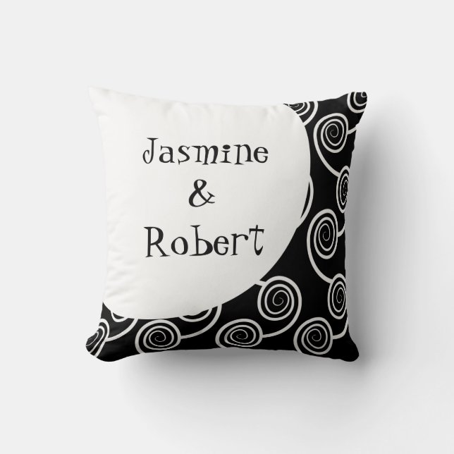Coussin Mariage de conservation du monogramme noir blanc d (Recto)