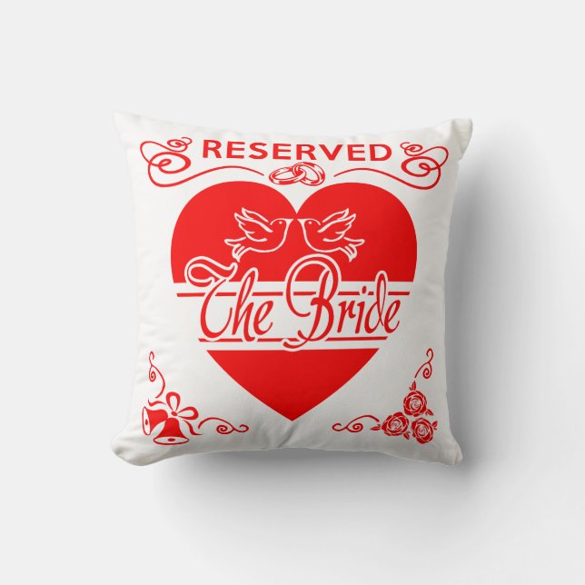 Coussin Mariage de la mariée. Réservé pour la Mari (Recto)