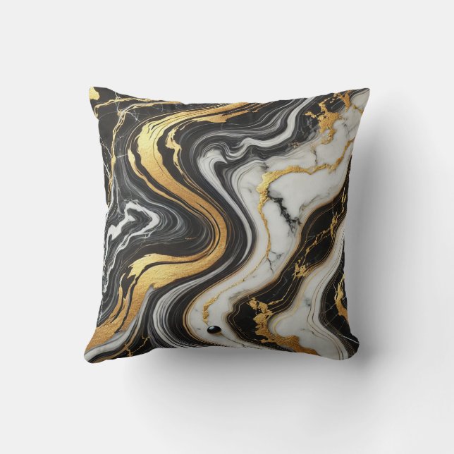 Coussin Mariage de lunette en marbre blanc noir d'or liqui (Verso)