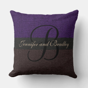 Coussin Mariage de monogramme Brown et violet