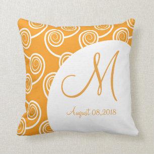 Coussin Mariage de monogramme d'oranges blanches