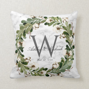 Coussin Mariage de monogramme en marbre rustique