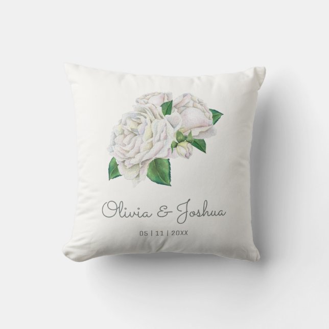 Coussin Mariage de Roses blanches (Recto)