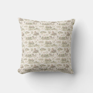 Coussin Mariage de village anglais à motif aquarelle
