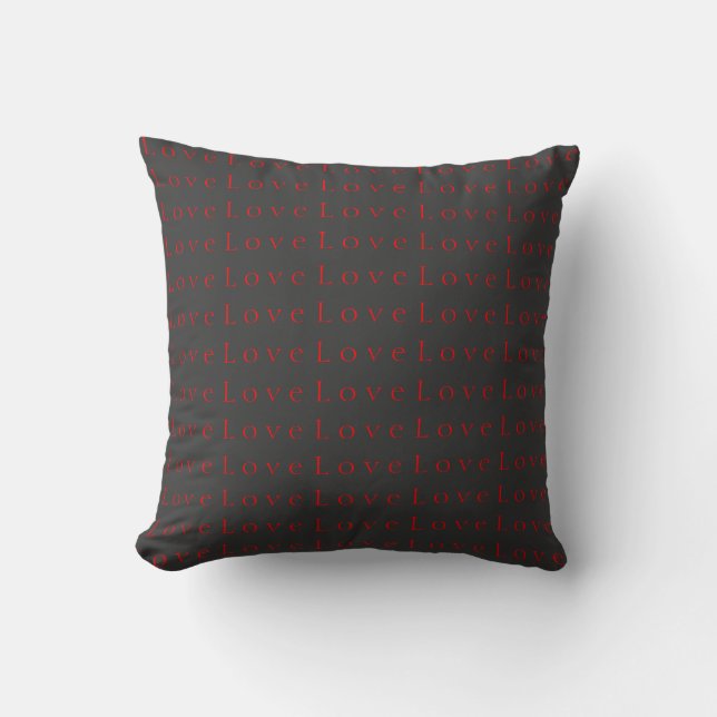 Coussin Mariage Élégant Unique Gris Rouge Amour (Recto)