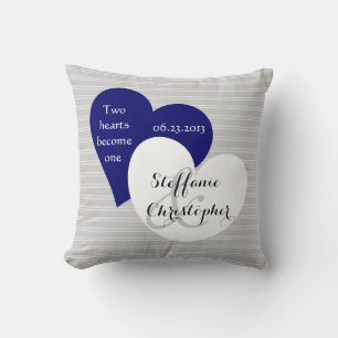 Coussin Mariage fait sur commande de souvenir, filet gris,