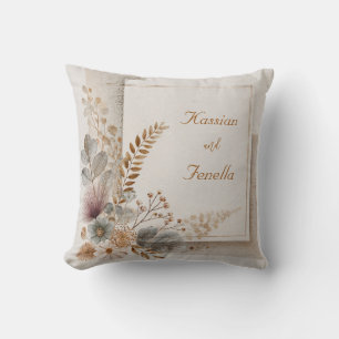 Coussin Mariage Fleur sauvage d'art populaire neutre