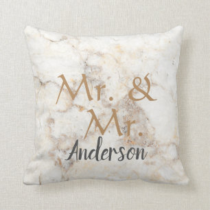 Coussin Mariage gai de marbre nommé de M. et de M. Custom