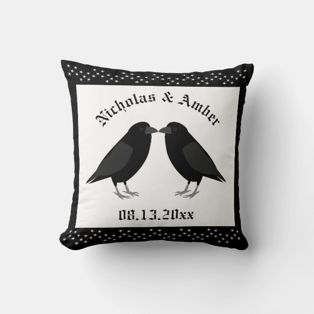 Coussin Mariage gothique Baiser Ravens Personnalisé (Recto)