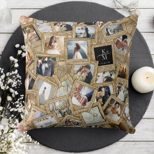 Coussin Mariage Keepsaké 30 Photo Collage Gold ID1065