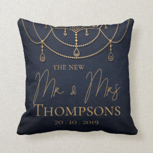 Coussin Mariage M. et Mme Texturé Bleu