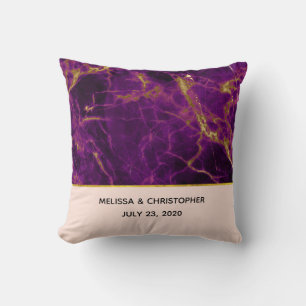 Coussin Mariage moderne violet et or marbre Abstrait