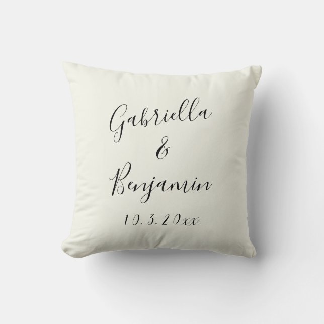 Coussin Mariage personnalisé élégant à la main (Recto)