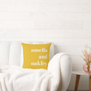 Coussin Mariage Personnalisé Rétro Jaune Été Minimaliste É