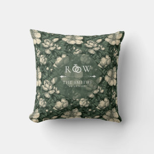 Coussin Mariage Rétro aux Gardenias Verts Bienheureux