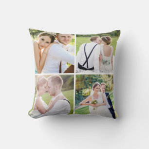 Coussin Mariage simple Collage photo