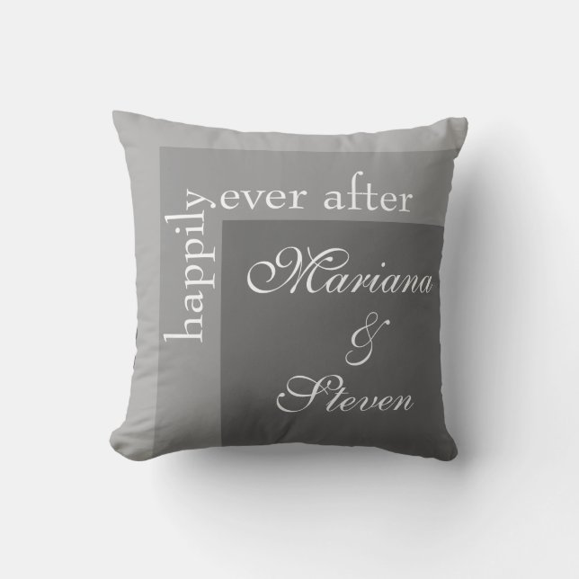 Coussin Mariage simple moderne gris écriture (Recto)