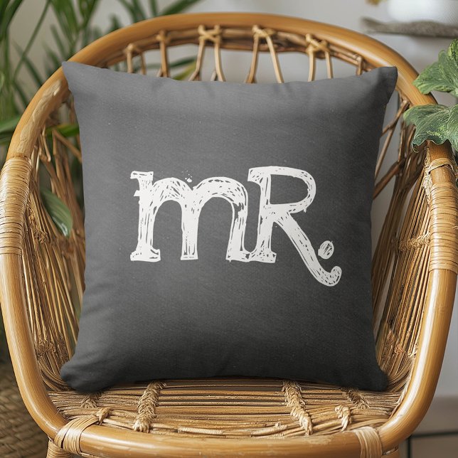 Coussin Mariage Tableau Noir Mr. Mister (Custom Pillow)
