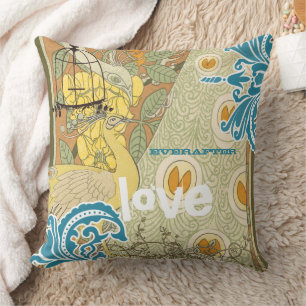 Coussin Mariage Turquoise Corail jaune et Olive Peacock Bi
