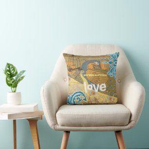Coussin Mariage Turquoise Corail jaune et Olive Peacock Bi