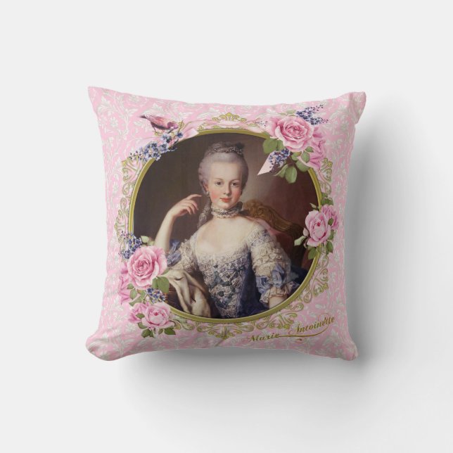 Coussin Marie Antoinette Pink Floral Pillow クッション (Recto)