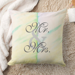 Coussin Marié Épouse Aquarelle Tropicale Monsieur et Madam