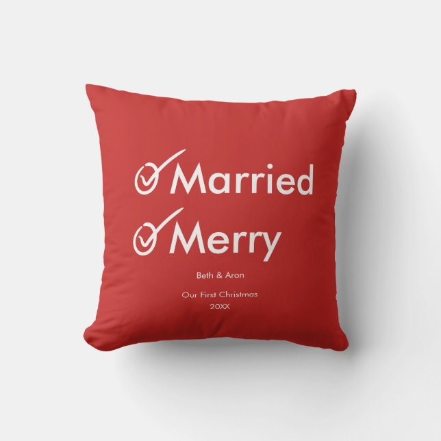 Coussin Marié et Joyeux | Premier Noël marié (Recto)