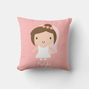 Coussin Mariée de mariage mignonne en robe blanche dans la