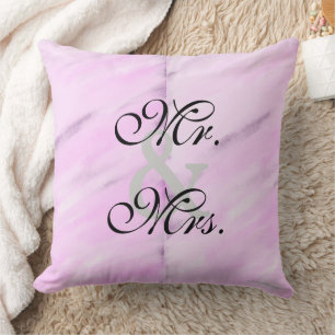 Coussin Mariée Marié Violet Blanc Aquarelle Réversible