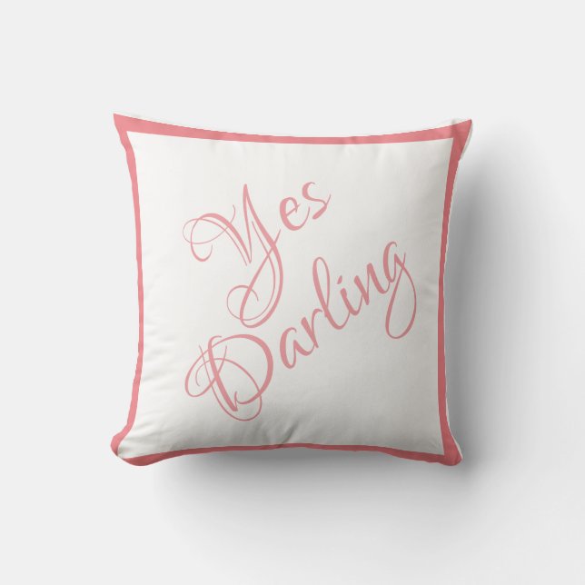 Coussin Mariée Oui Chérie Pink Script Mariage chic (Recto)