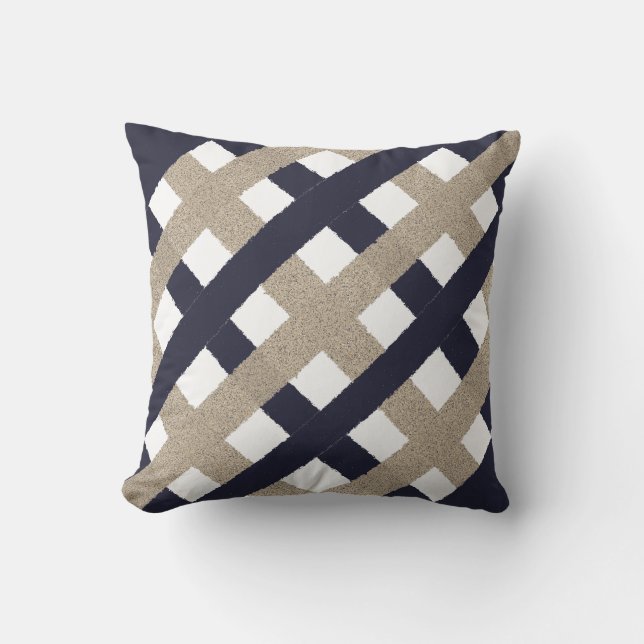 Coussin Marine / Beige / Blancs (Recto)