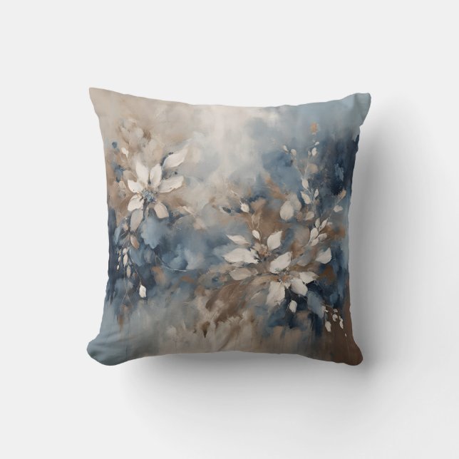 Coussin Marine Bleu clair Brown Floral moderne (Recto)