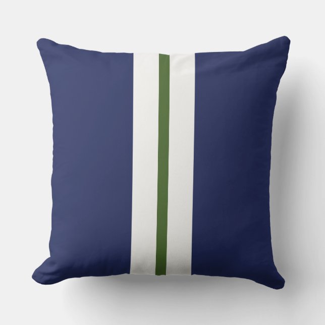 Coussin Marine Bleu Forêt mince Vert Blanc Coulisses (Recto)