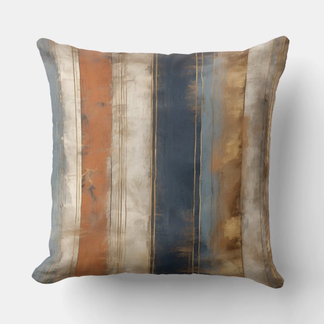 Coussin Marine Bleu Orange Or Rustique Impression (Recto)