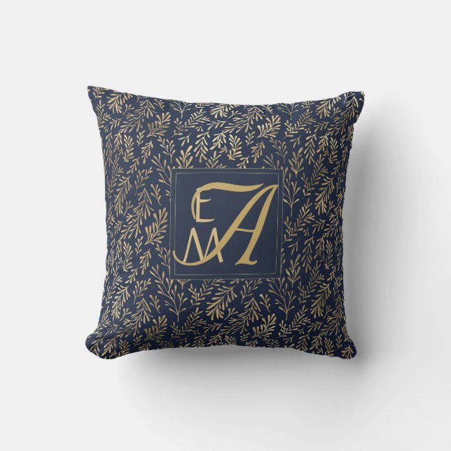 Coussin Marine Blue Gold Nouvelles mauvaises herbes Mariag (Recto)