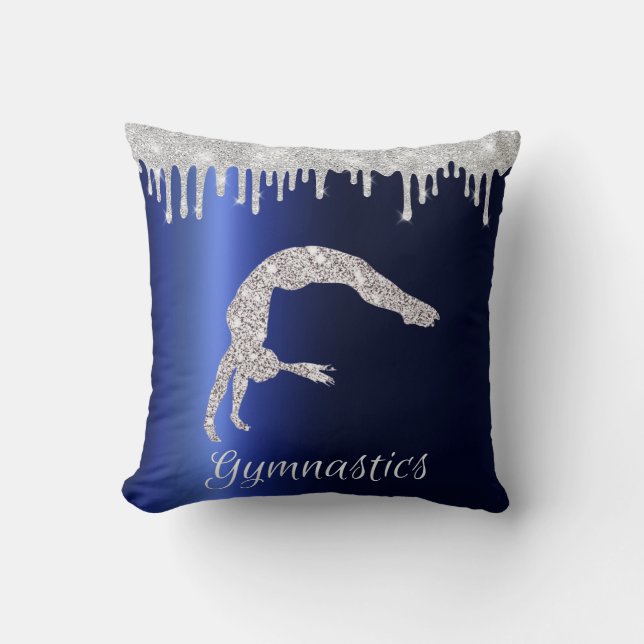 Coussin Marine Blue Metallic Argent Sparkle Gymnastique (Recto)