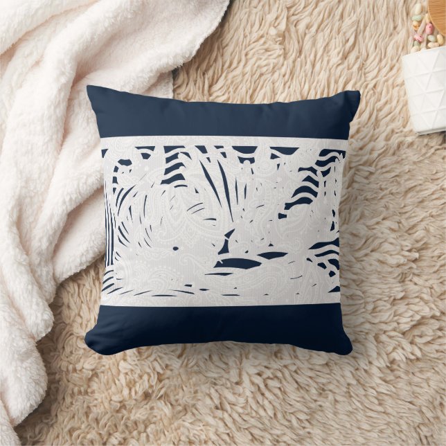 Coussin Marine Blue White Beach Coastal Seashs (Couverture)