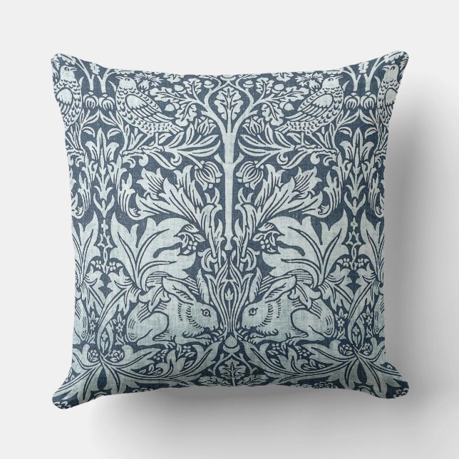 Coussin Marine Blue White Rabbit William Morris Jetez l'or (Verso)