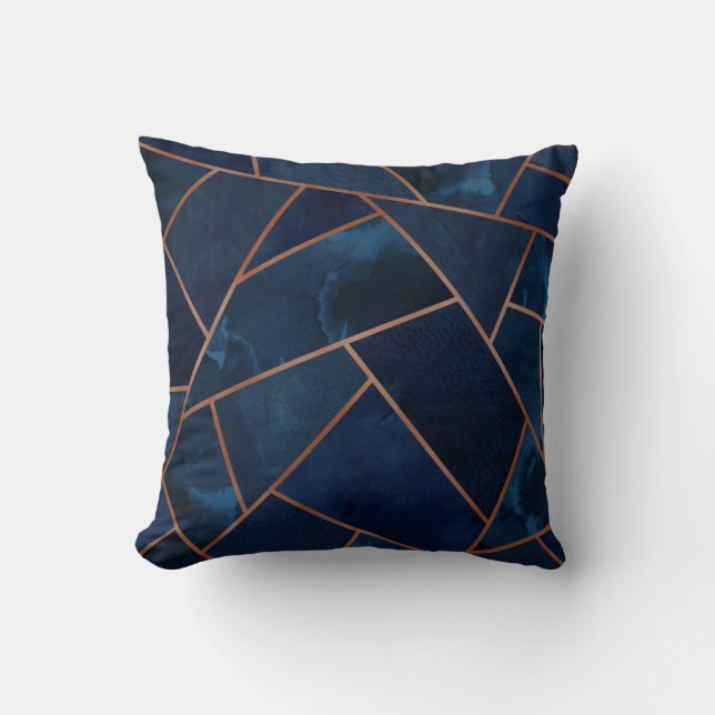 Coussin Marine et cuivre Geo (Recto)