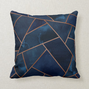 Coussin Marine et cuivre Geo