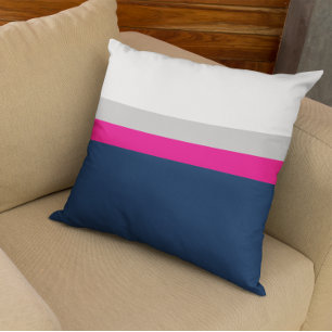 Coussin Marine, Gris rose Colorblock Rayures Lancer l'orei