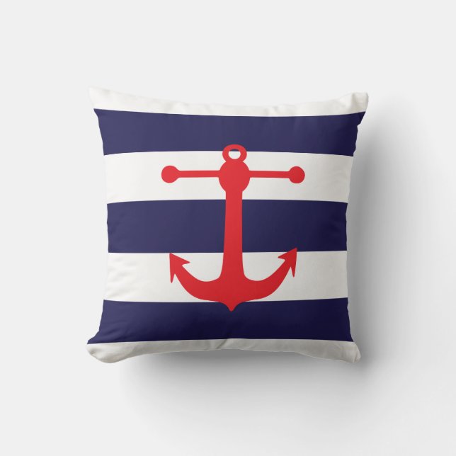 Coussin Marine nautique et carreau rouge (Recto)