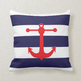 Coussin Marine nautique et carreau rouge
