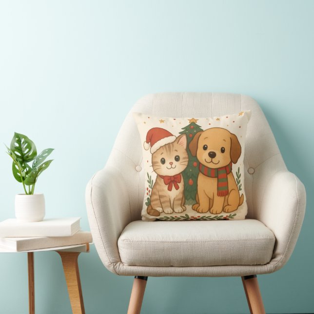 Coussin Marionnette et chaton Noël Cheval (Chaise)